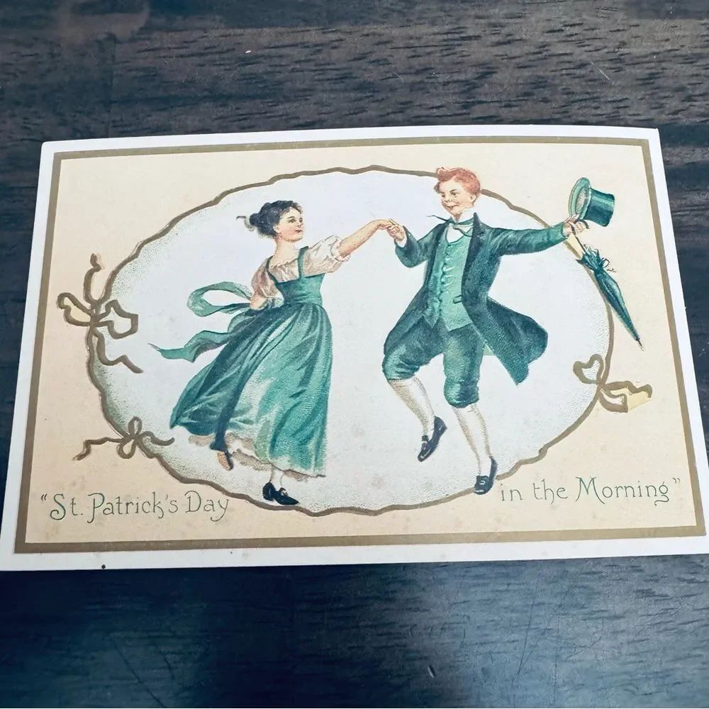 Vintage St. Patrick’s Day Postcard Dancing Irish Couple